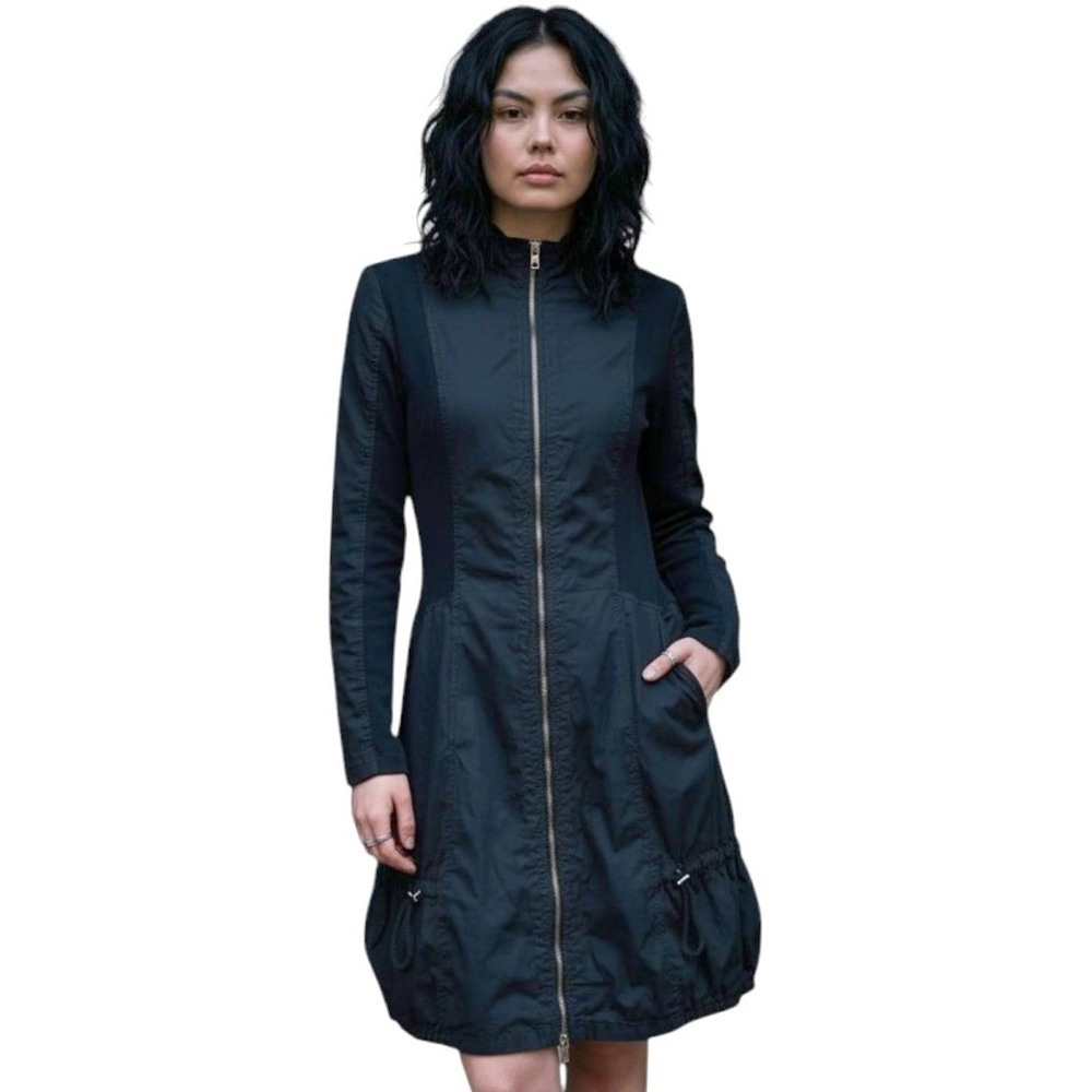 XCVI Black Zip Front Utility Dress Jacket Goth Techwear Cyberpunk Streetwear - S